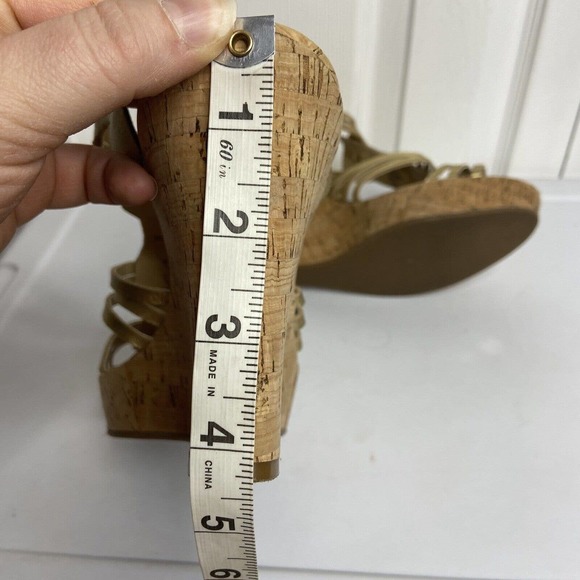 Audrey Brooke Carina Cage Gladiator Wedge High Heel Sz 10M Gold Leather Metallic - Picture 12 of 12